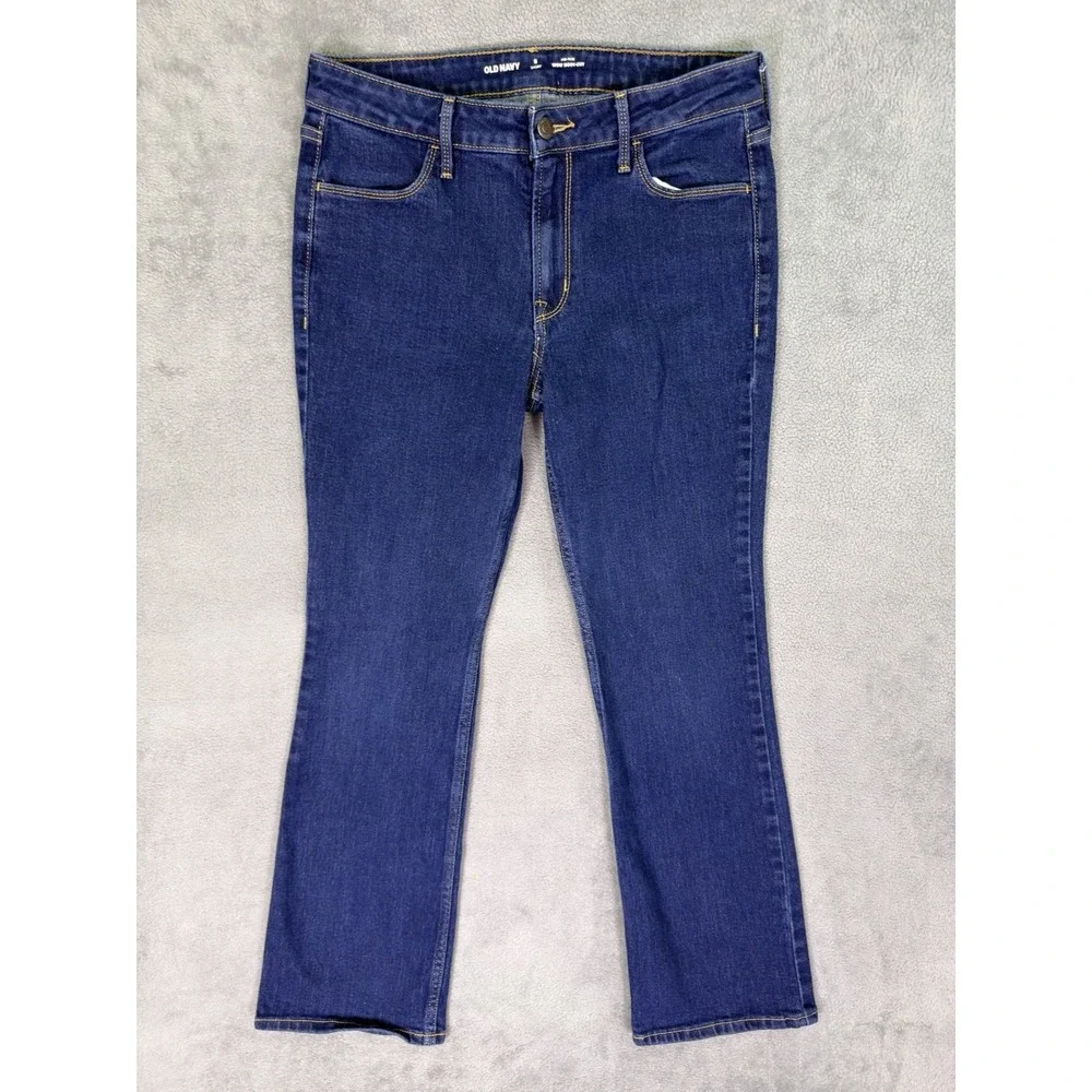 Old Navy Jeans Womens 8 Short Blue Dark Wash Mid Rise Wow Bootcut Stretch